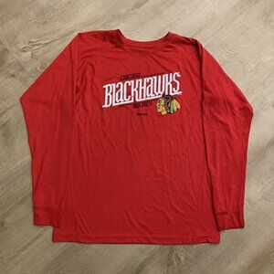 Reebok NHL Chicago Blackhawks Hockey Long Sleeve T-Shirt Youth Boys Large 14-16